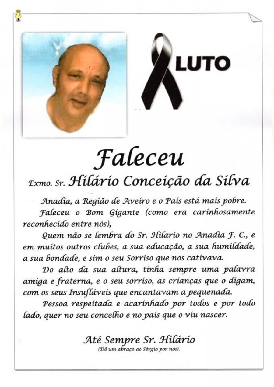 Faleceu Hilário Silva