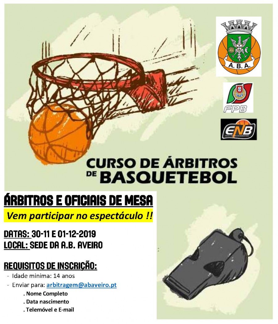 OPORTUNIDADE – Curso de Formação de Árbitros de Basquete