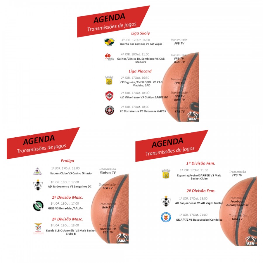 Transmissões dos jogos em direto dos Clubes da ABA